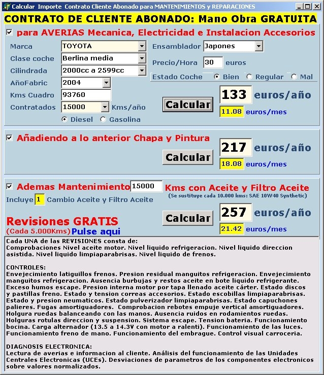 Contrato de cliente abonado de mecanica, chapa y pintura