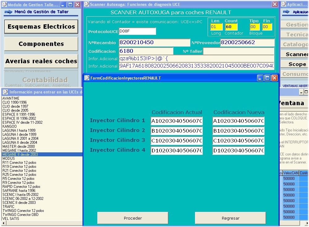 Codificacion de inyectores con escaner Autoxuga de coches Renault