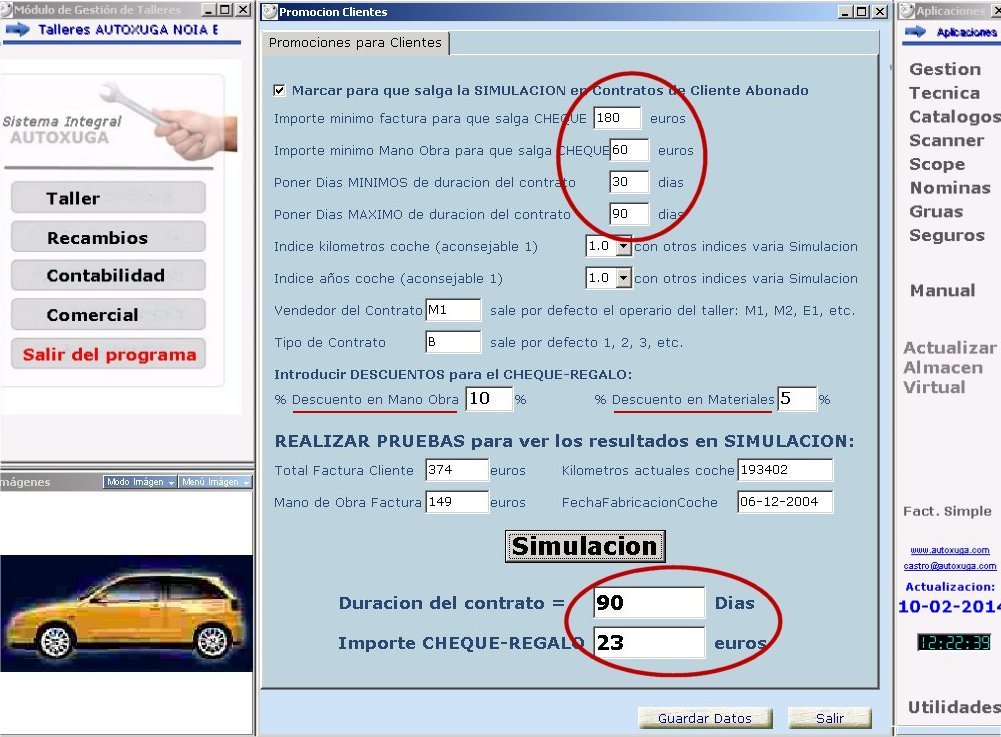 Calculo de cheques regalo para promocion de los talleres