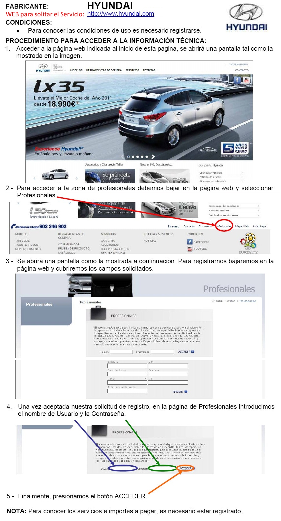 Web para solicitar servicio Pass Thru a Hyundai