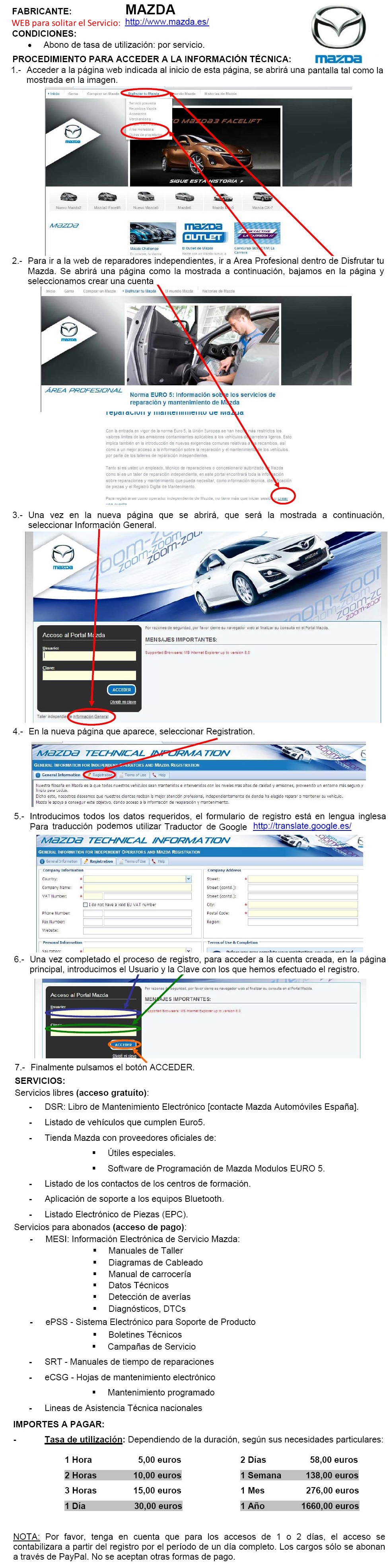 Acceso a la informacion tecnica de Mazda