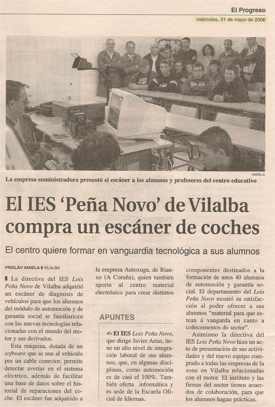 El IES de Vilalba compra el escaner de coches Autoxuga