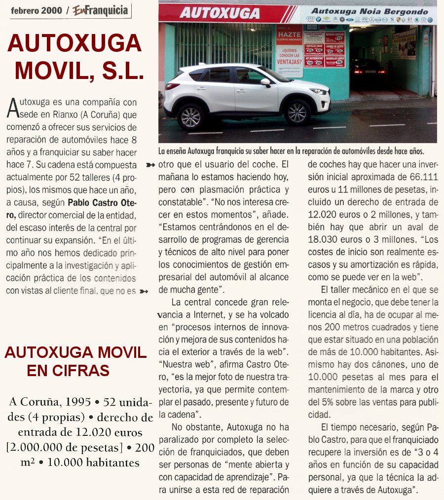 Autoxuga Movil en revista En Franquicia febrero 2000