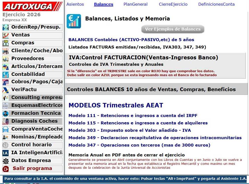 Programa Autoxuga con Soluciones Contables y Modelos AEAT