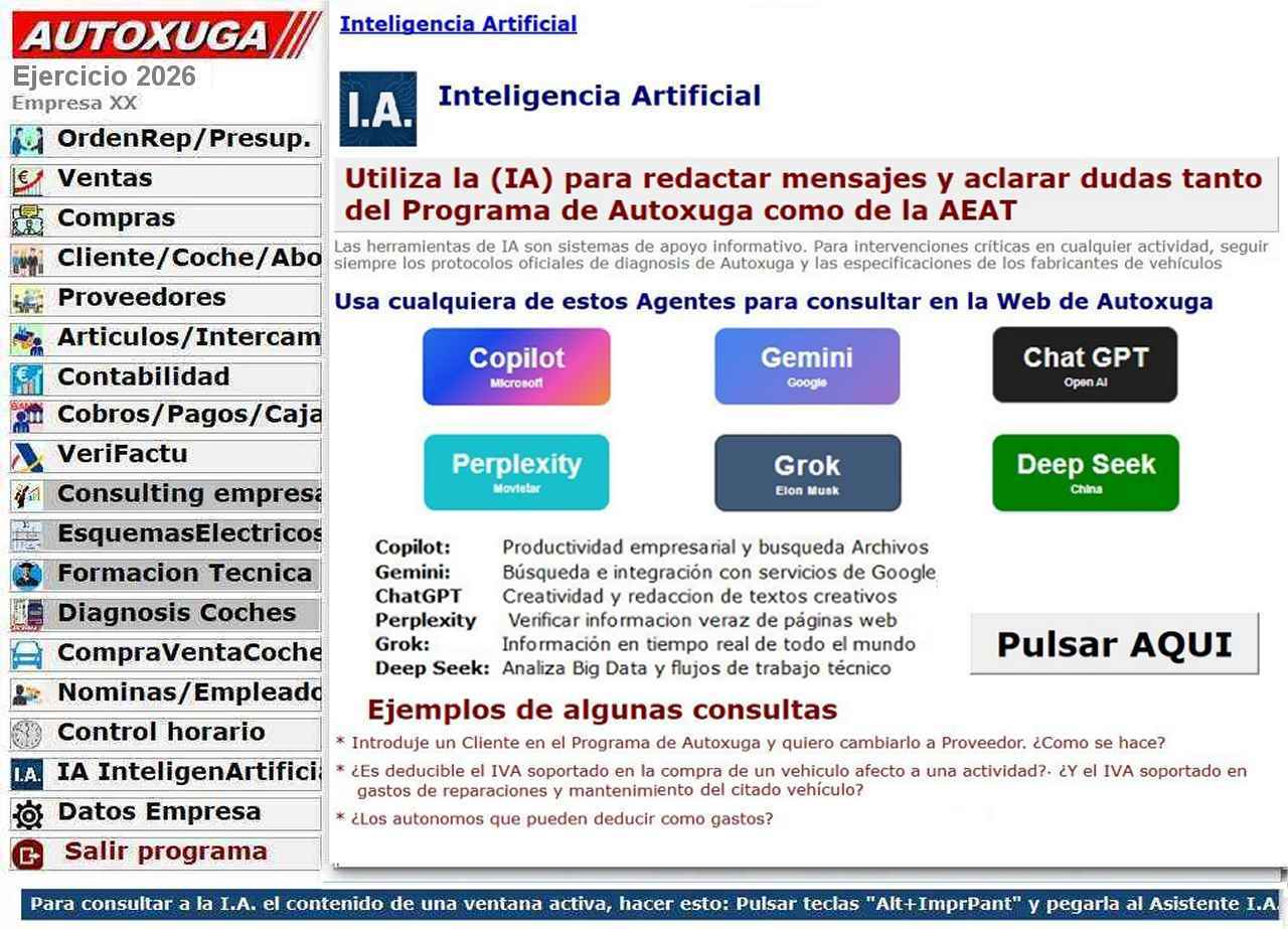 Pantalla de Inteligencia Artificial en el programa Autoxuga
