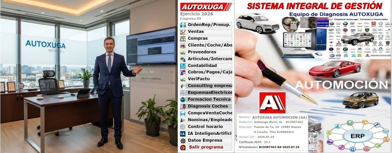 Técnico de Autoxuga mostrando pantalla gestion integral Autoxuga
