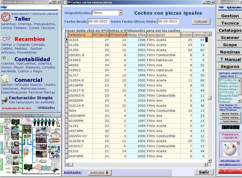 Referencias de filtros en funcion del numero de coches que los llevan