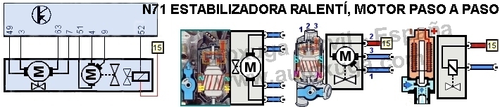 Esquema electrico de N71  Estabilizadora ralent, motor paso a paso