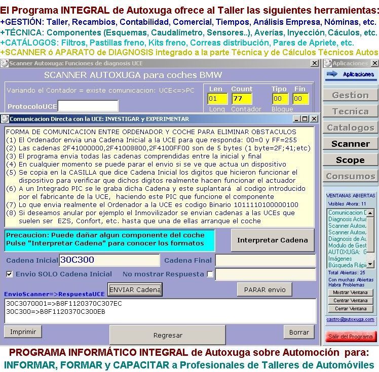 Escaner Autoxuga mostrando la forma en que se realizan las comunicaciones