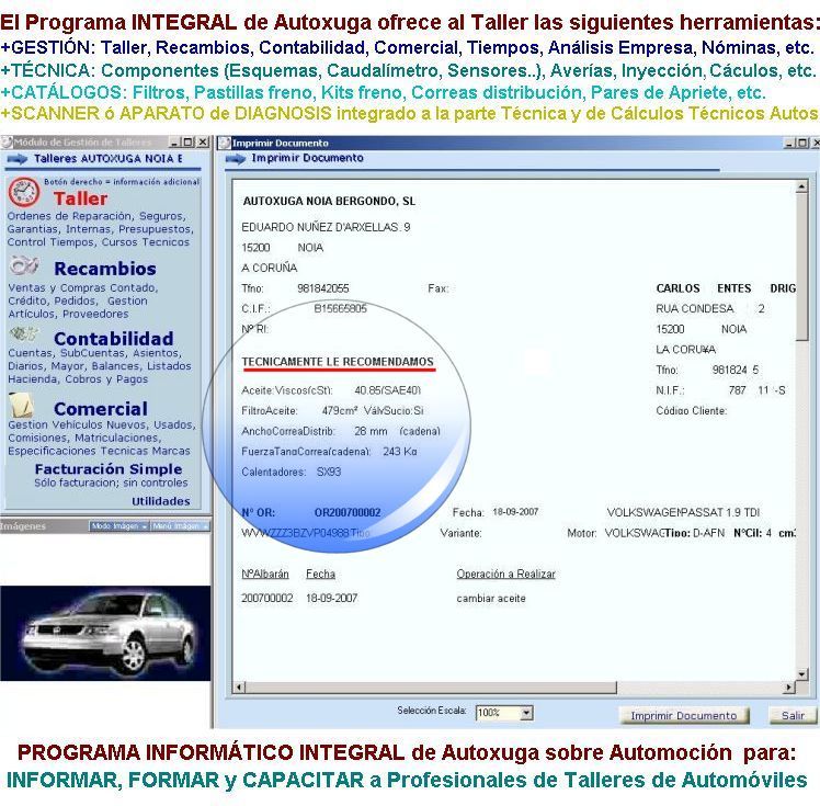 Factura de un Taller con recomendaciones tecnicas