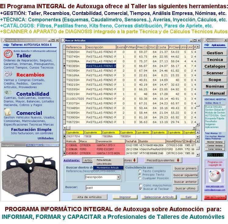 Control de existencias de piezas del taller