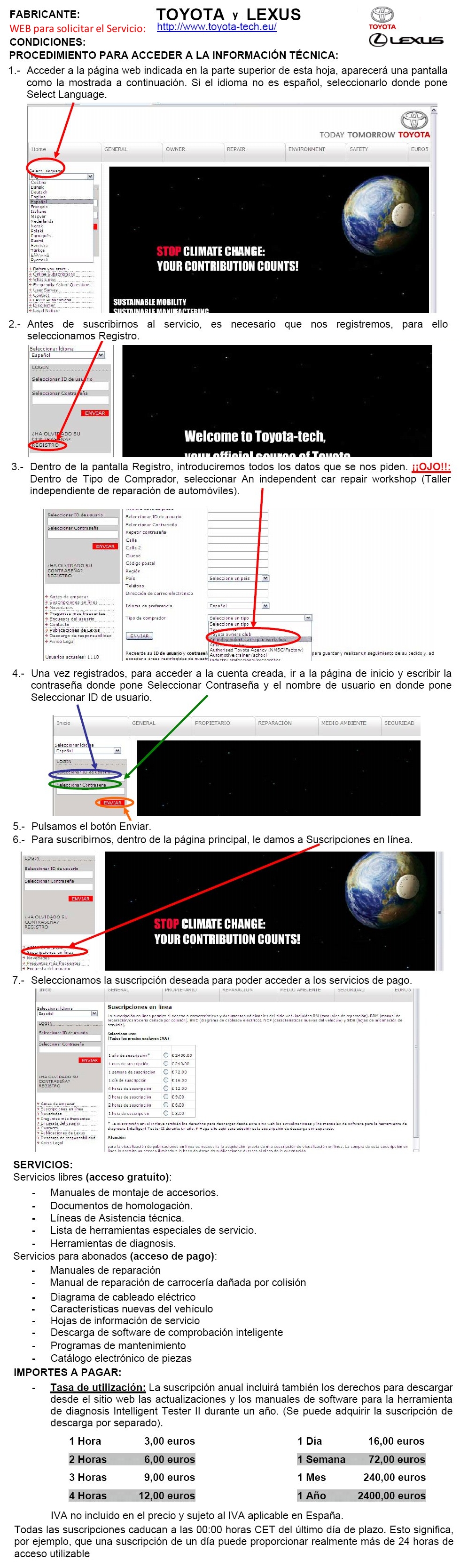 Pagina web de toyota y lexus para informacion tecnica