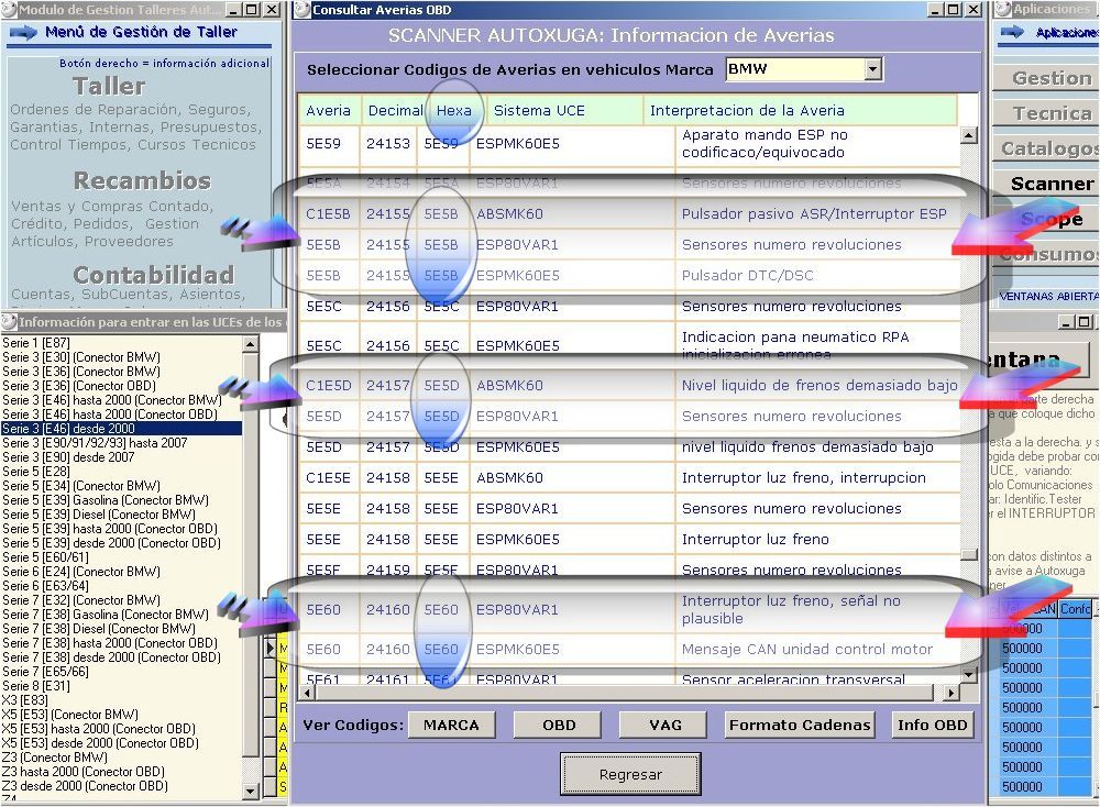 Codigos averias en hexadecimal para BMW