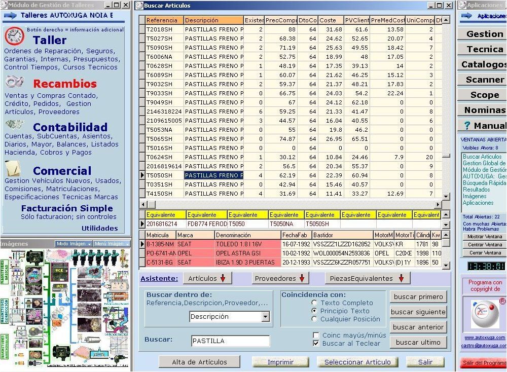 Informacion de piezas equivalentes