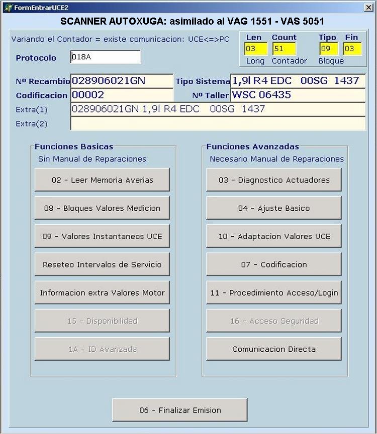 Identificacion UCEs coches VAG