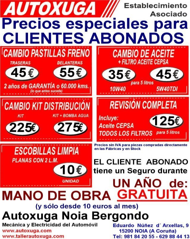 Precios trabajo especiales para clientes abonados