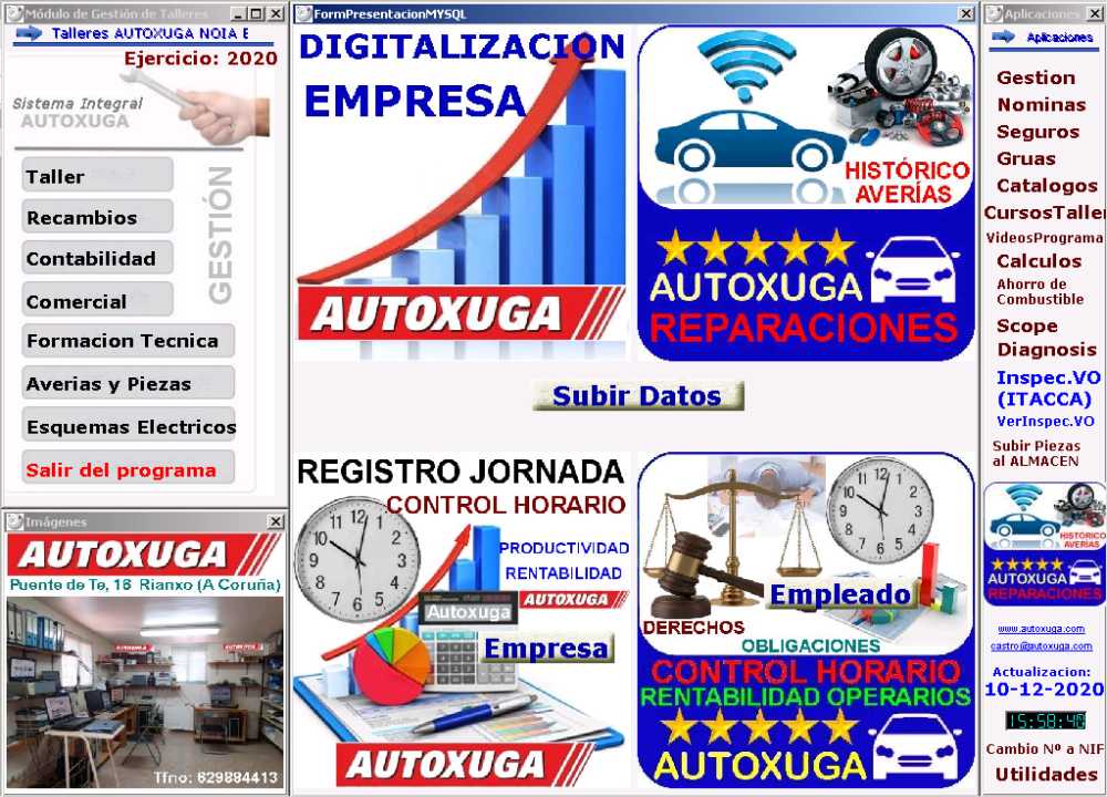 Pantalla presentacion programa informatico Autoxuga