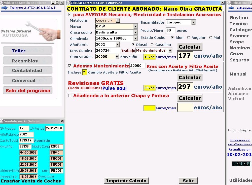 Calculo importe contrato abonado