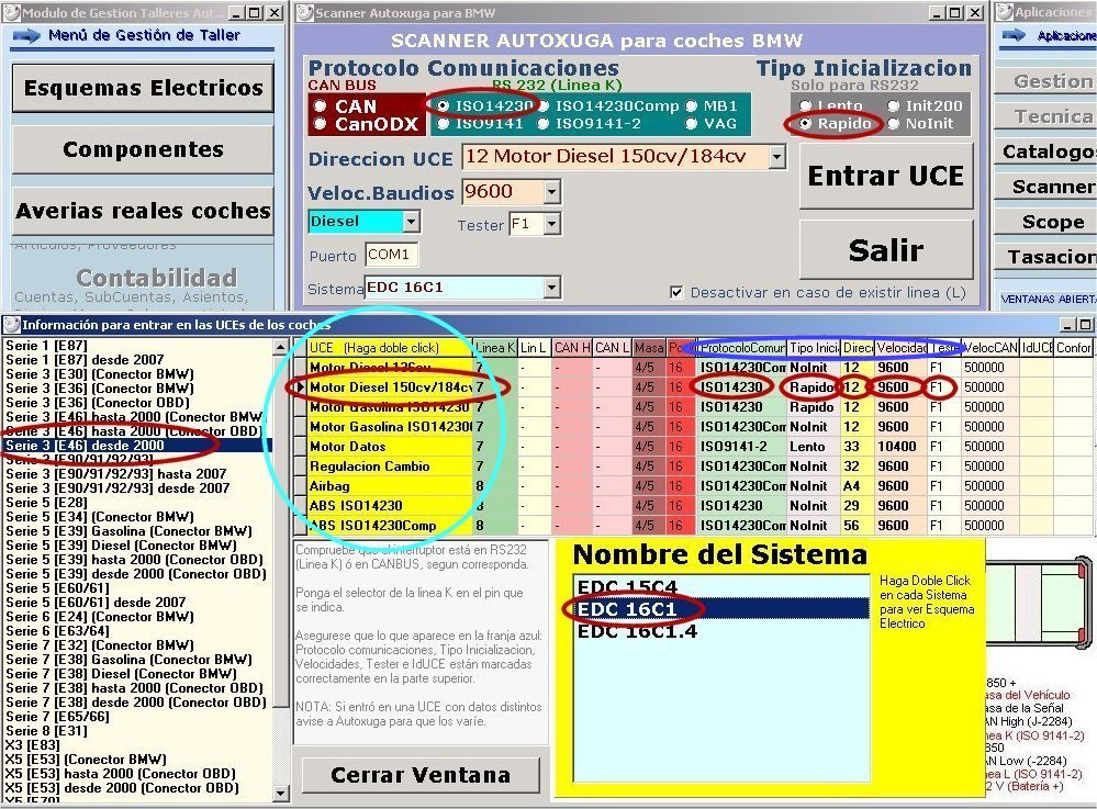 UCEs de cada marca y modelo con caracteristicas de comunicacion