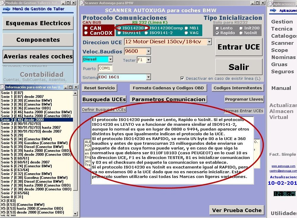 Tipos de inicializacion en las comunicaciones del escaner Autoxuga