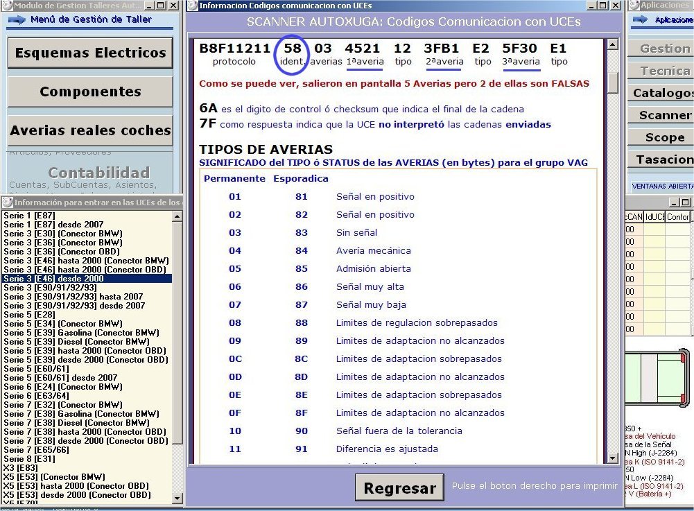 Desglose de una cadena que recibe el equipo de diagnosis Autoxuga