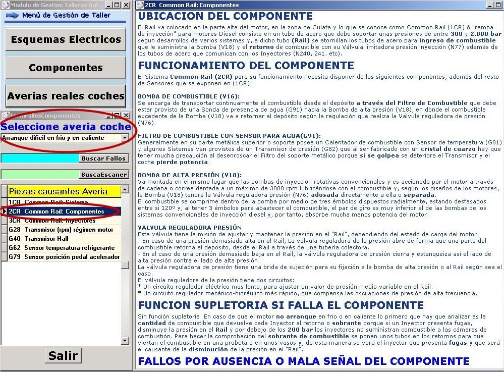 Explicacion de componentes que pueden causar la averia   