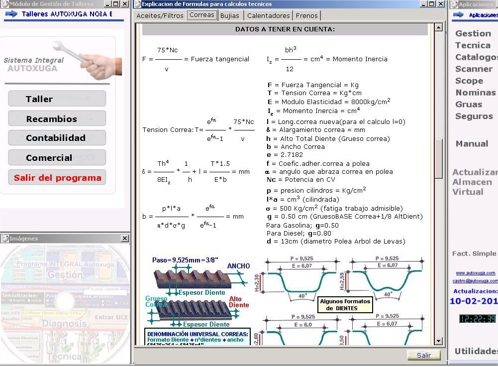 Calculo correas distribucion segun formatos de sus dientes 