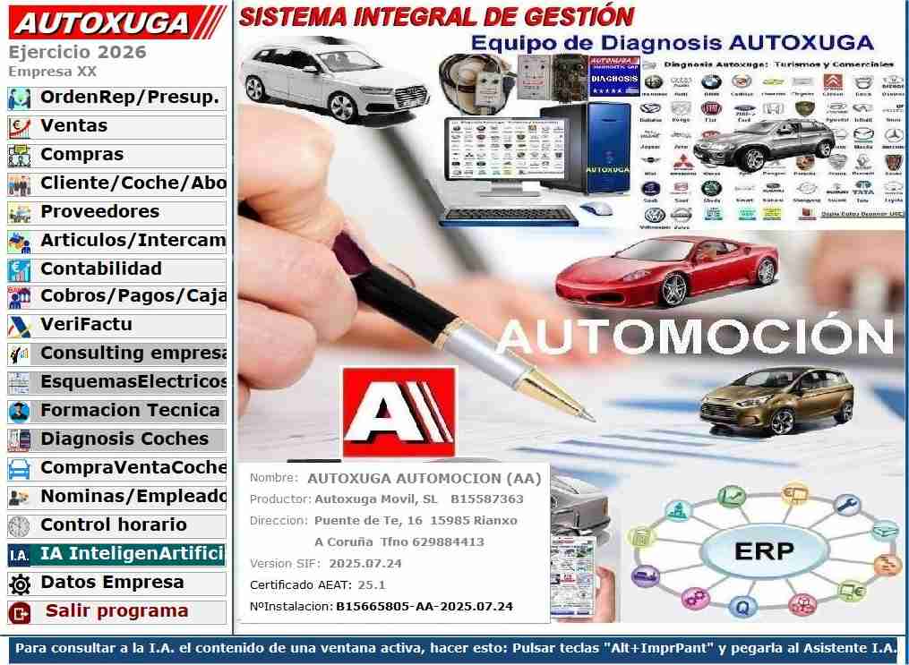 Pantalla programa con indice materias