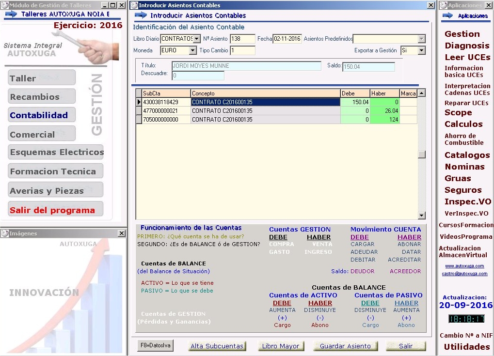 Funcionamiento de las cuentas contables de balance o gestion