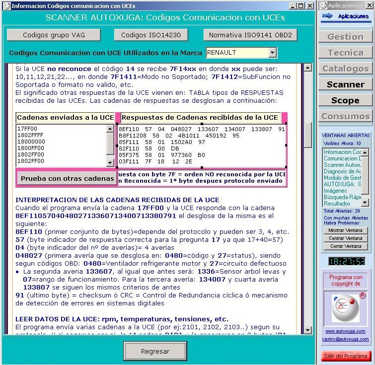 Interpretacion cadenas enviadas y recibidas en UCEs